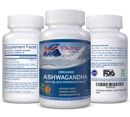 Viking Icelandic Organic Ashwagandha with Black Pepper Extract