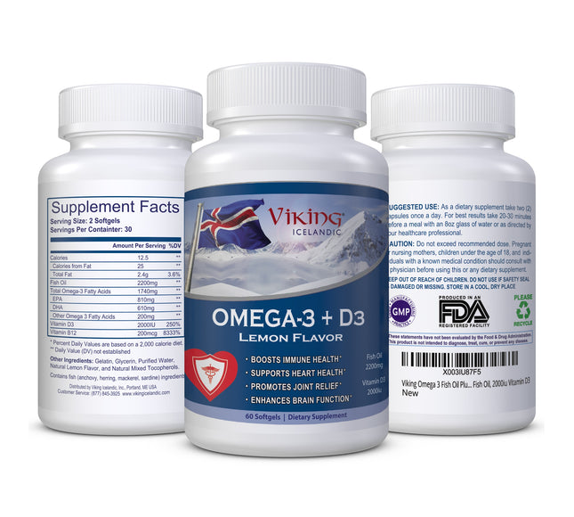 Viking Icelandic Omega-3 Plus Vitamin D3 Lemon Flavor